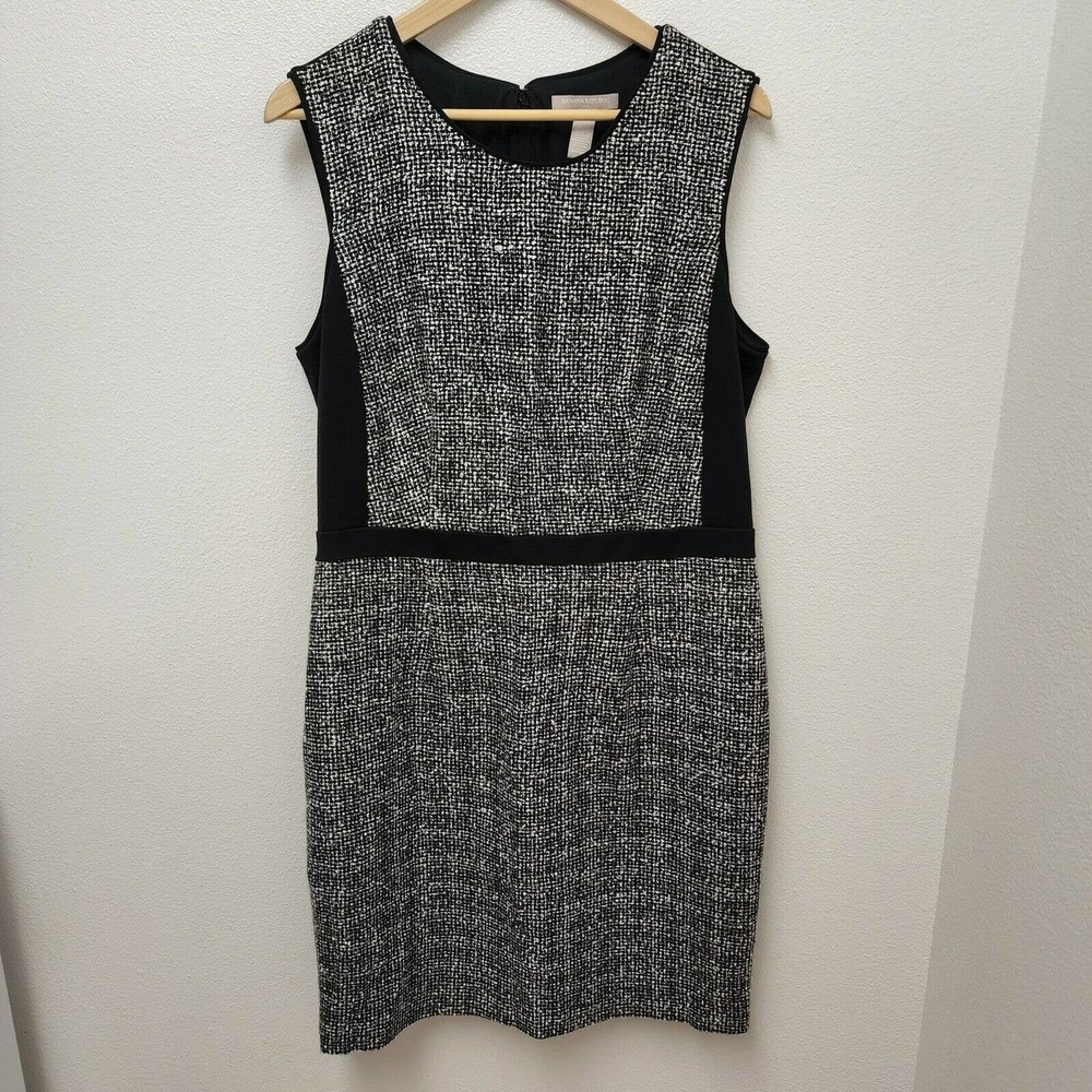 NWT Banana Republic Black & White Sheath Dress Sleeveless Midi Women's Size 14